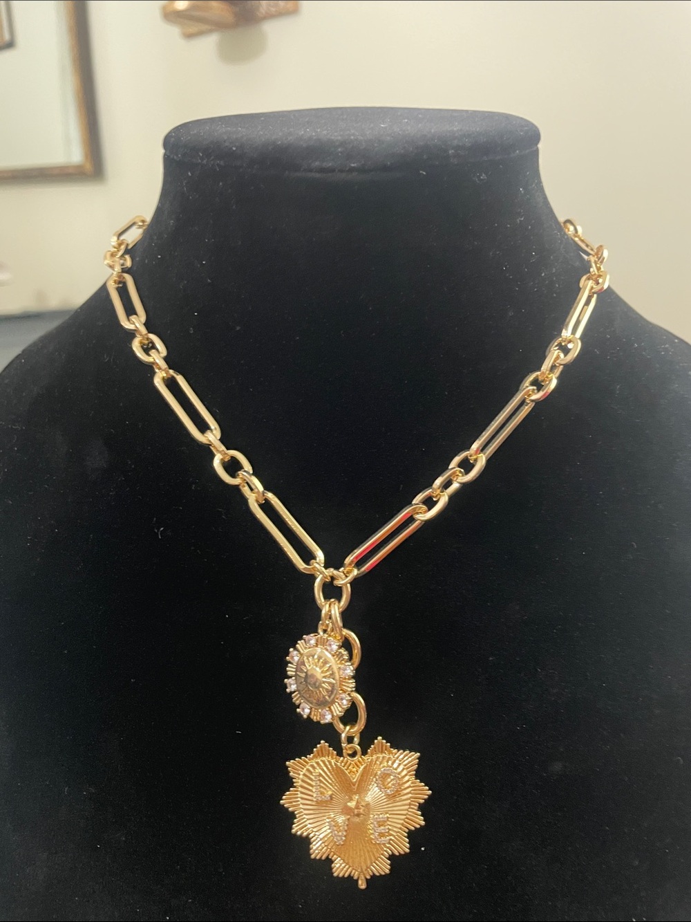 Gold-Tone Pendant Link Necklace - Women's Jewelry